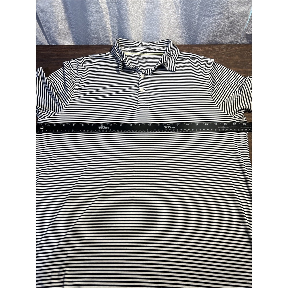 J. Crew Performance Men's Large Short Sleeve Polo Shirt Navy White Stripe - Picture 3 of 5